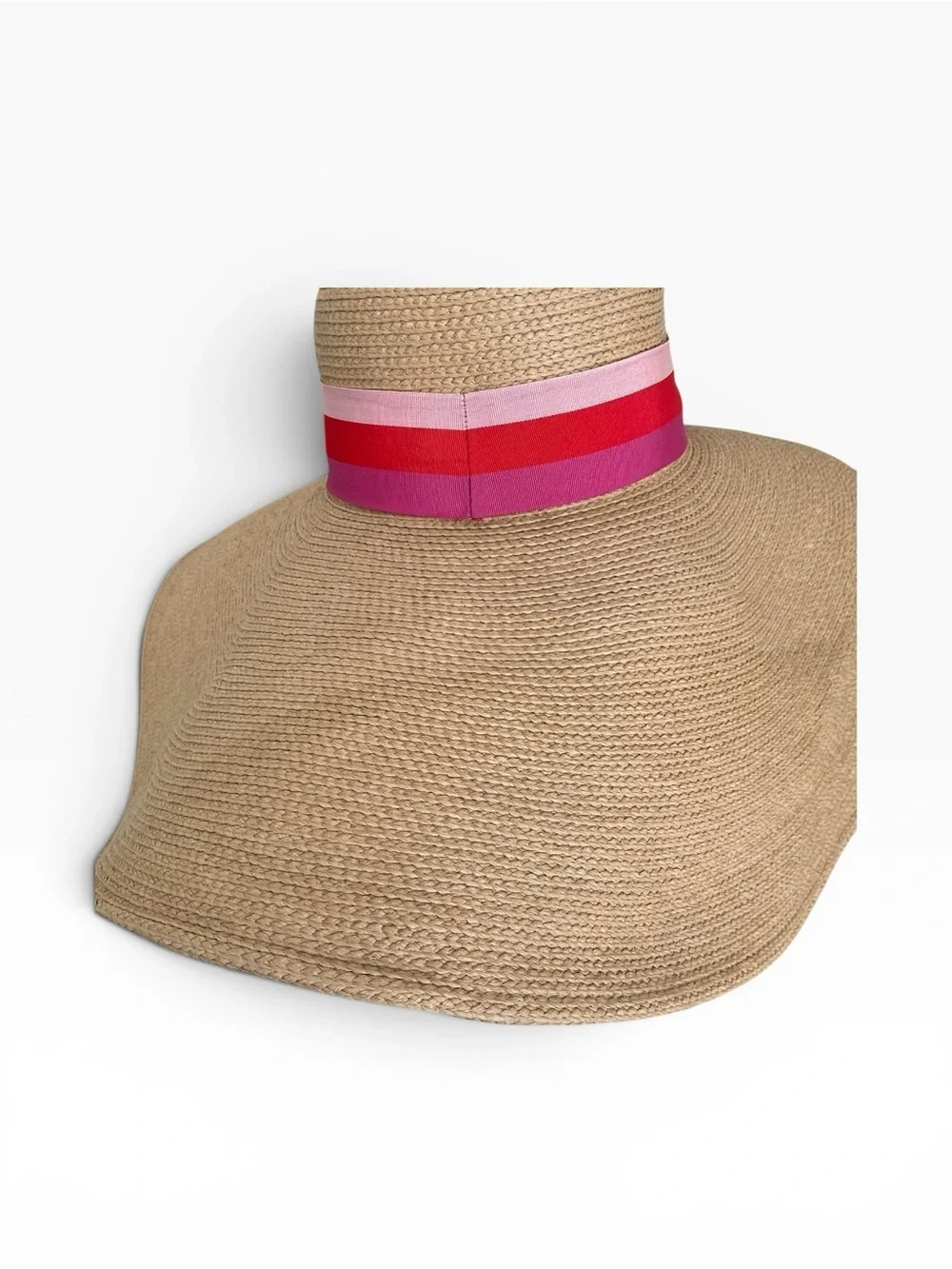 Trina Turk Oversized Straw Floppy Hat with Pink Band